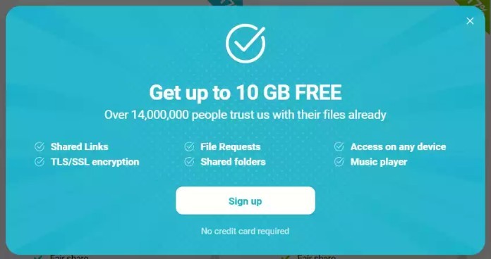 
Dịch vụ PCloud cho phép tạo tài khoản miễn phí với giới hạn 10GB
