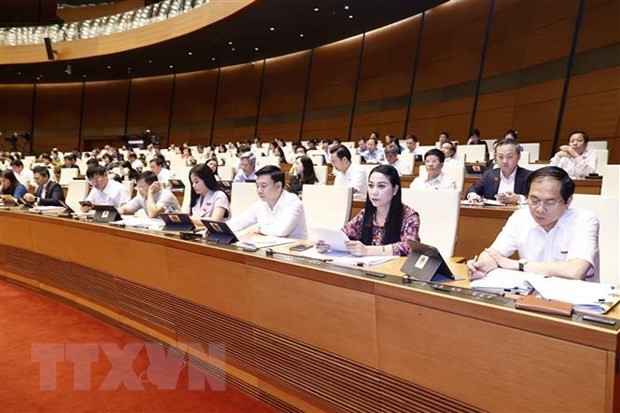 
Đoàn đại biểu Quốc hội tỉnh Vĩnh Phúc dự phiên họp. (Ảnh: Doãn Tấn/TTXVN)
