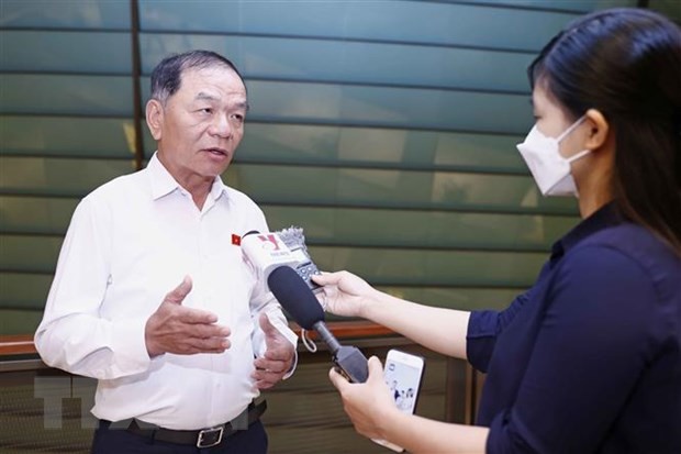 
Đại biểu Quốc hội tỉnh Cà Mau Lê Thanh Vân trả lời phỏng vấn báo chí. (Ảnh: TTXVN)
