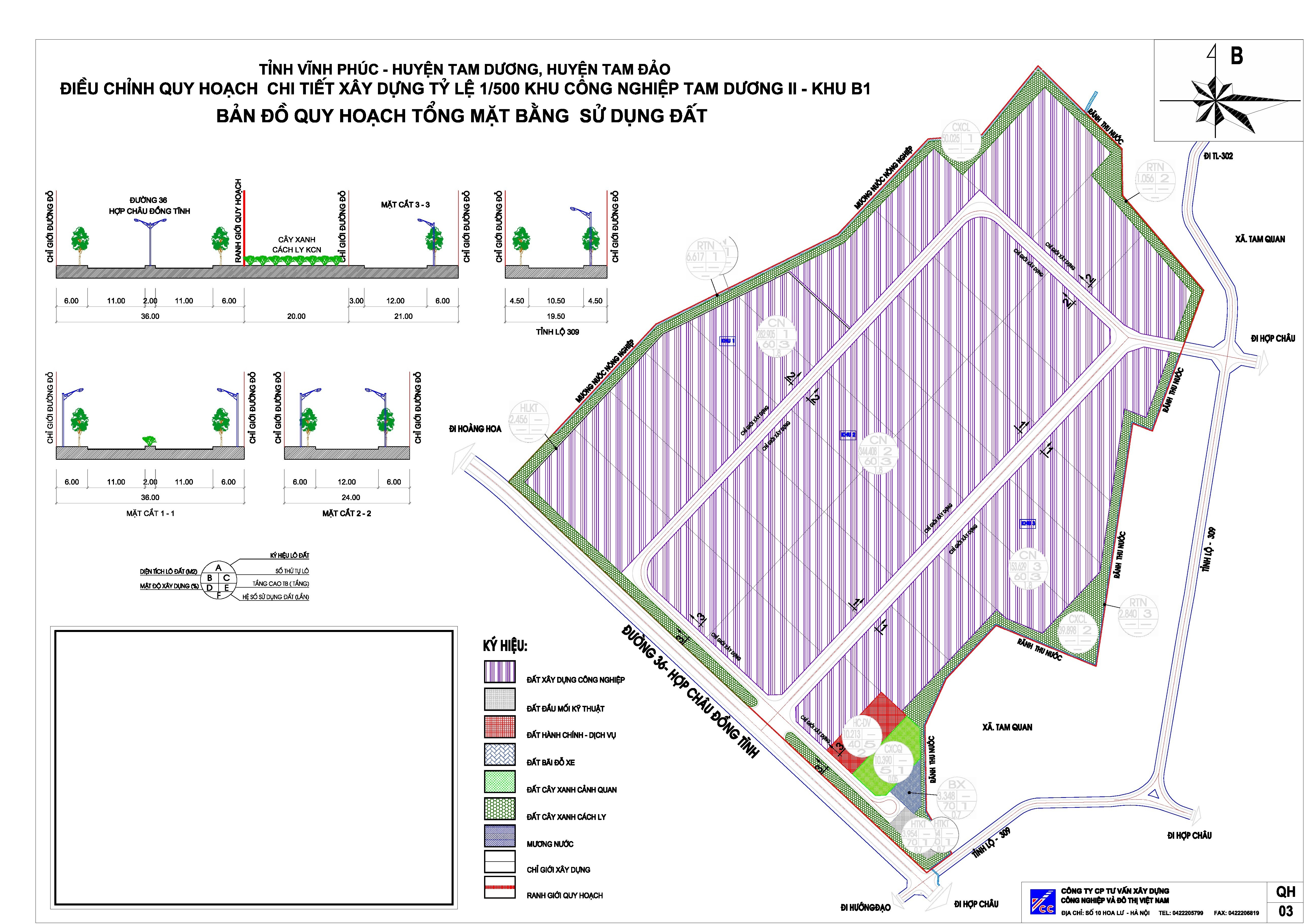 
Hình ảnh bản đồ quy hoạch tổng mặt bằng sử dụng đất khu công nghiệp Tam Dương II - khu B1
