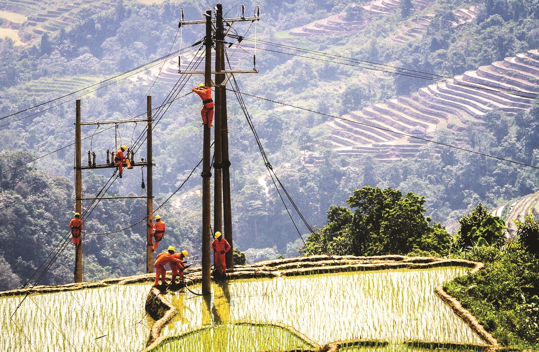 
Lắp đặt hệ thống điện tại khu vực miền núi
