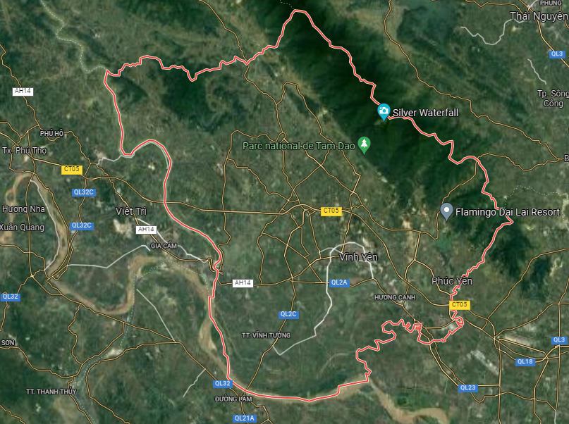 
Tỉnh Vĩnh Phúc thể hiện trên bản đồ google vệ tinh
