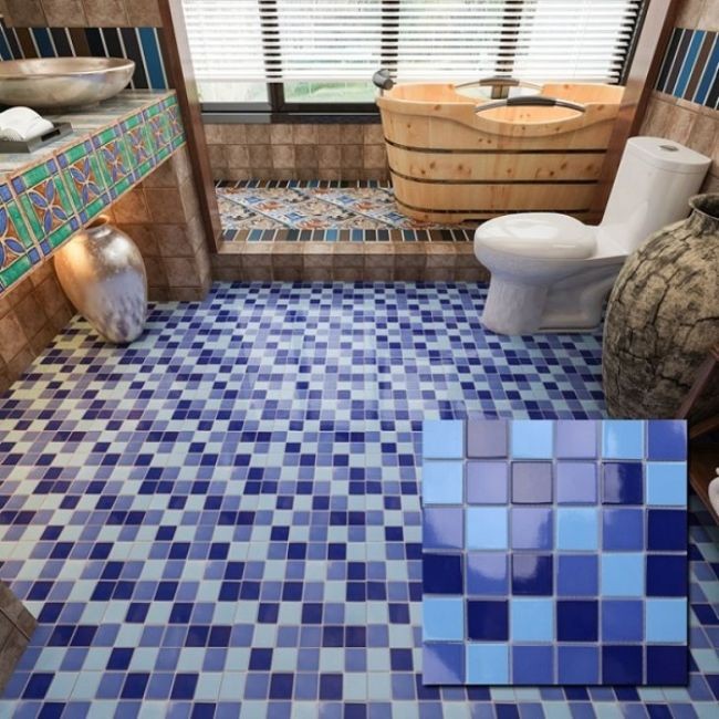 
Mẫu gạch Mosaic gốm trộn màu xanh dương đậm
