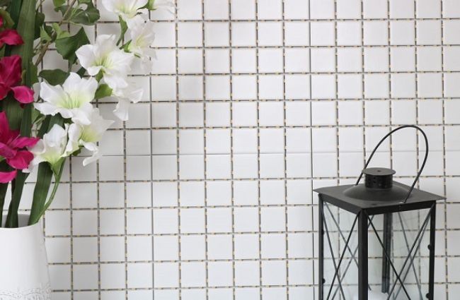 
Mẫu gạch Mosaic hình vuông màu trắng
