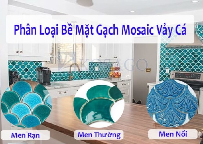 
Gạch Mosaic vảy cá được làm bằng nhiều chất liệu khác nhau
