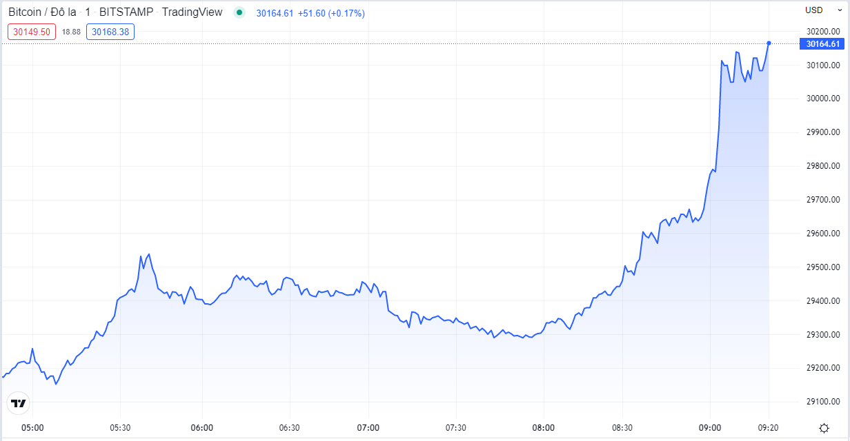 
Giá Bitcoin hôm nay cập nhật lúc 9h20'. Nguồn TradingView
