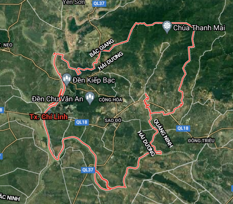 
Hình ảnh thành phố Chí Linh trên bản đồ google vệ tinh
