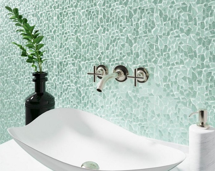 
Điểm nhấn của mẫu gạch mosaic ốp nhà tắm này chính là màu xanh ngọc mát mắt cùng hình dáng độc lạ cho cảm giác rất dễ chịu
