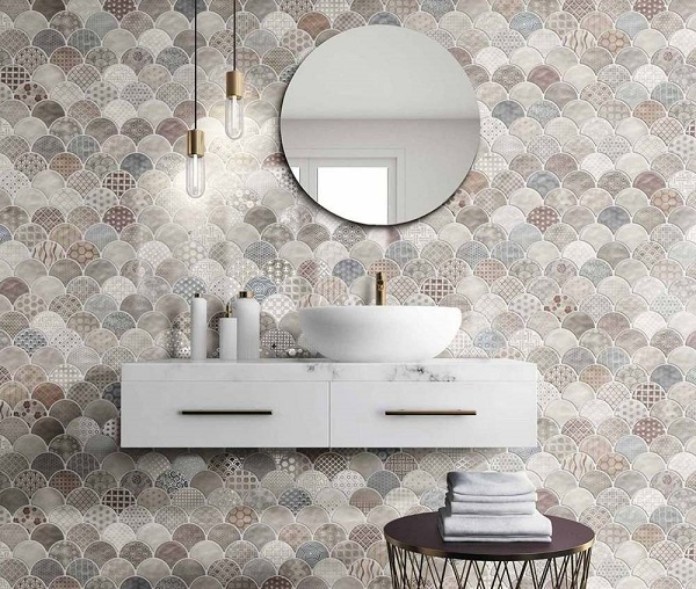 
Mẫu gạch mosaic vảy cá mang phong cách retro - vintage lưu giữ những nét đẹp truyền thống
