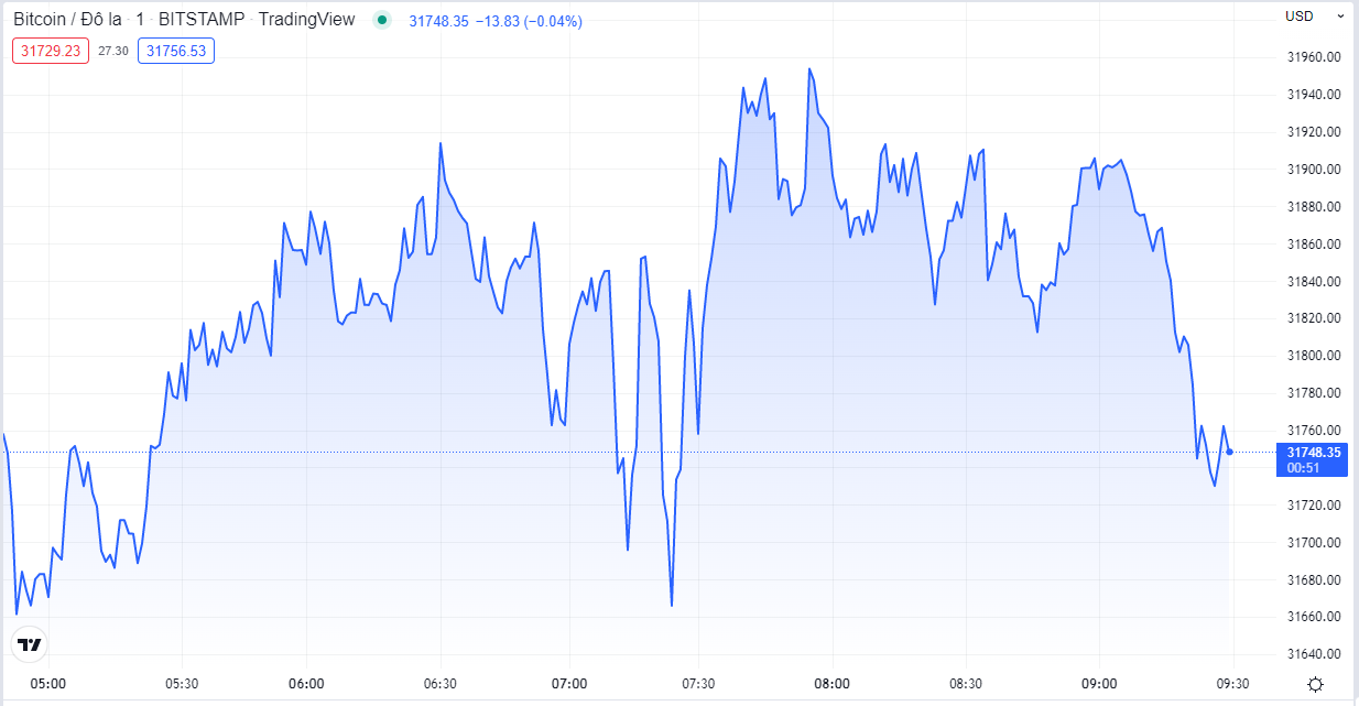 
Giá Bitcoin hôm nay cập nhật lúc 9h35'. Nguồn TradingView
