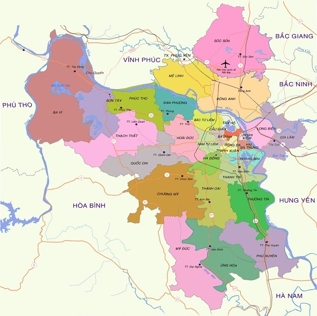 
Bản đồ vị trí địa lý của huyện Sóc Sơn

