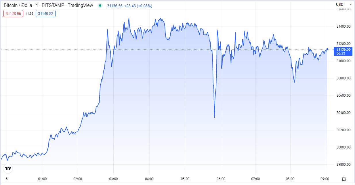 
Giá Bitcoin hôm nay cập nhật lúc 9h05'. Nguồn TradingView
