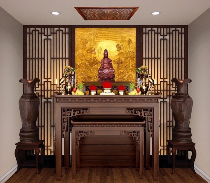 
Màu sắc gạch ốp phòng thờ nên trang nhã, ấm áp
