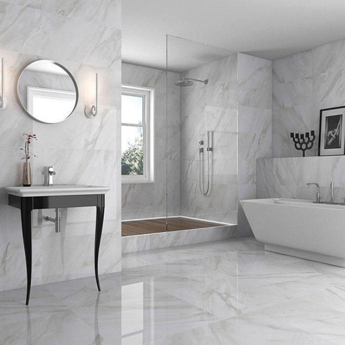 
Sử dụng gạch vân ốp tường vân đá marble khiến không gian sang trọng, tinh tế hơn
