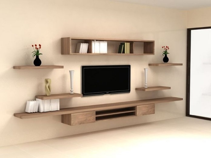 
Kệ tivi treo tường gỗ thanh ngang được sử dụng phổ biến
