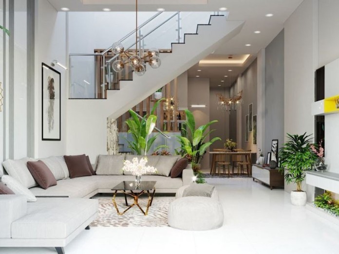 
Thiết kế nội thất cùng bức tường màu trắng tạo sự rộng rãi, thông thoáng cho căn nhà
