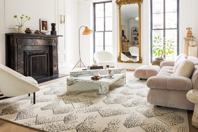 Bộ đôi thảm trải sàn và sofa phòng khách