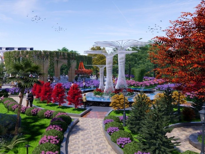 
Vườn hoa trung tâm nở quanh năm của dự án Hoàng Khôi Paradise City&nbsp;
