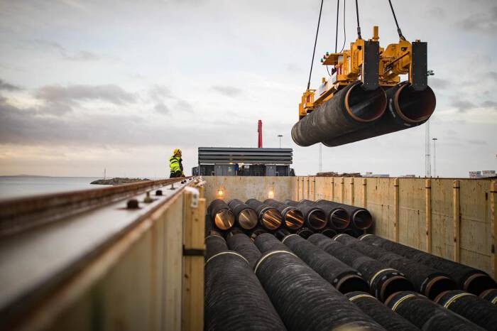 
Một đoạn đường ống dẫn khí tự nhiên từ Nga sang phương Tây nặng 24 tấn. Ảnh: Nord Stream 2
