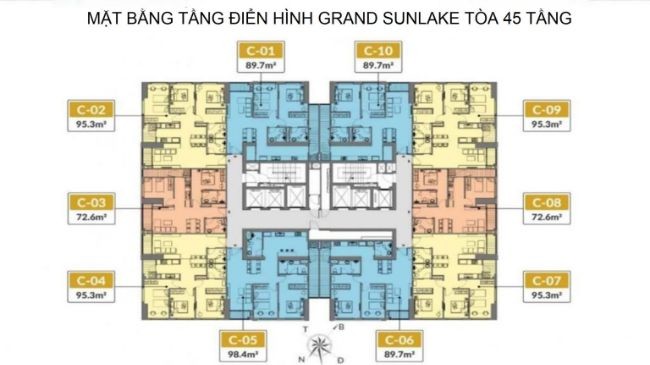 
Mặt bằng tòa 45 tầng chung cư Grand SunLake Văn Quán Hà Đông
