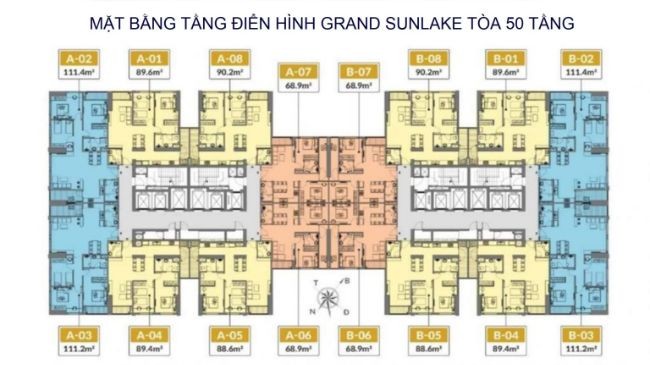 
Mặt bằng tòa 50 tầng chung cư Grand SunLake Văn Quán Hà Đông
