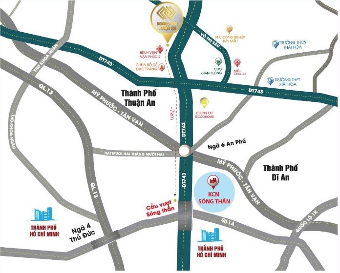 Hoàng Tiến Central nằm tại trung tâm của Tân Uyên