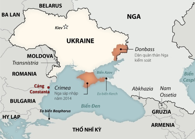 
Vị trí cảng Constanta bên bờ Biển Đen của Romania. Đồ họa: Washington Post
