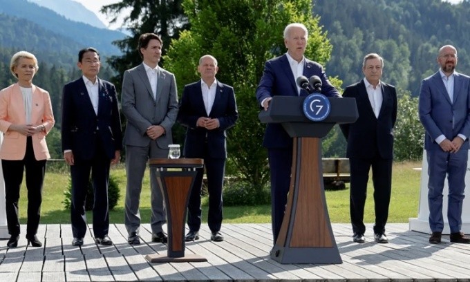 
Tổng thống Mỹ Biden và các nhà lãnh đạo của nhóm G7 họp ở Đức. Ảnh: Reuters
