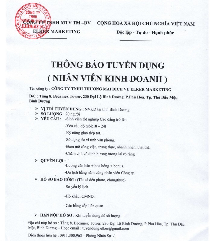 
Những thông tin quan trọng trong một thông báo tuyển dụng
