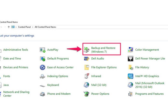 
Bước đầu tiên là chọn Backup and Restore
