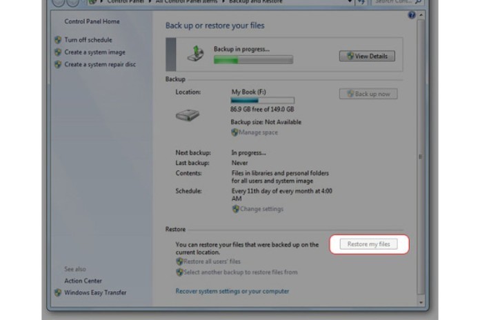 
Click chọn Browse for folder để tìm chính xác địa chỉ lưu trữ backup trước đó
