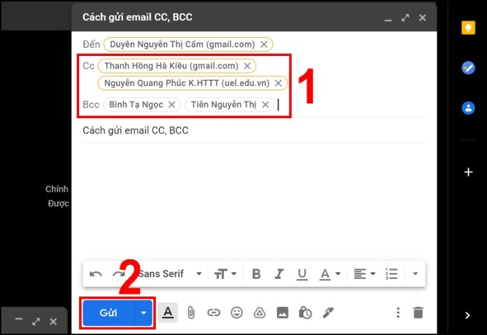 
Cách gửi mail CC và BB&nbsp;
