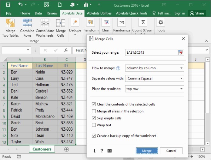 Nối ô trong excel nhanh gọn mà không làm mất dữ liệu - ảnh 5