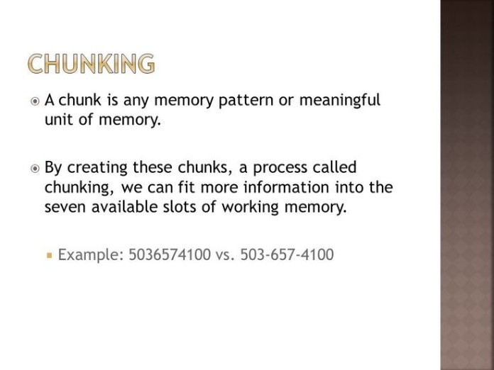 
Chunking các số thành những nhóm nhỏ
