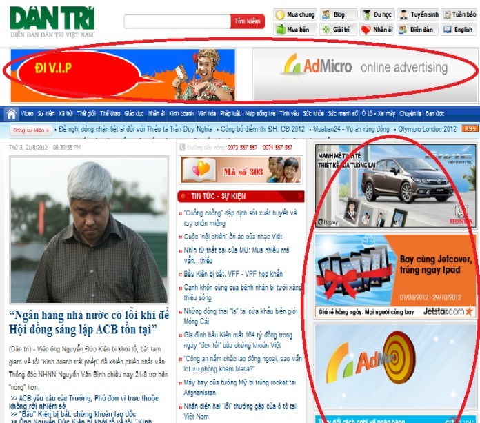Các quảng cáo thường thấy ở website