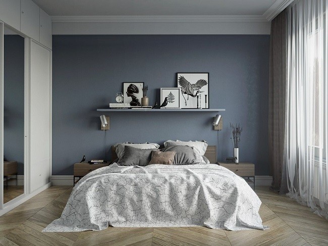 
Phòng ngủ màu xám xanh đem đến cho người nhìn sự dịu dàng, thoải mái
