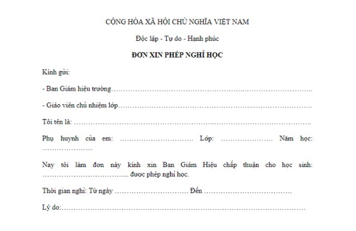 Mẫu đơn xin về sớm khi bị ốm