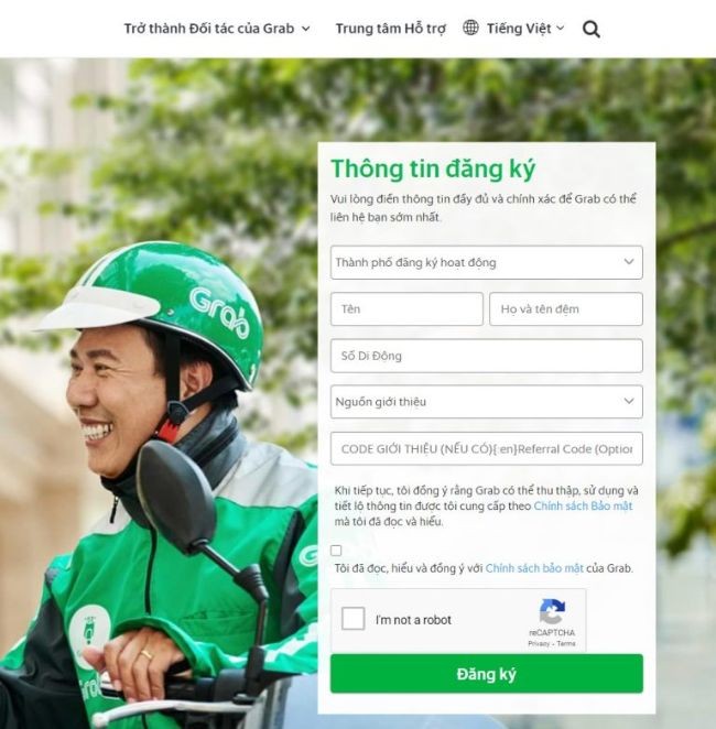 
Đăng ký chạy Grab tại Trang chủ
