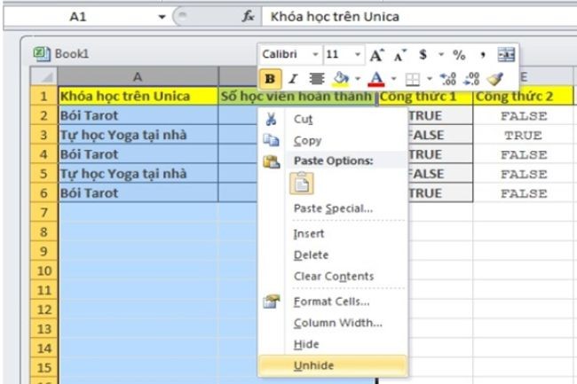 Hướng dẫn cách ẩn dòng, cột trong Excel hiệu quả - ảnh 5