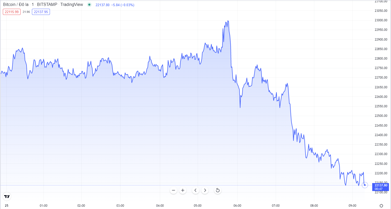 
Diễn biến giá Bitcoin hôm nay 25/7. Nguồn TradingView
