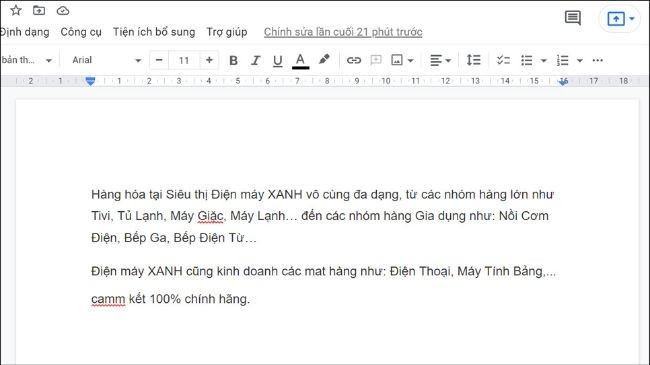 
Sửa lỗi chính tả trong Word bằng Google Docs
