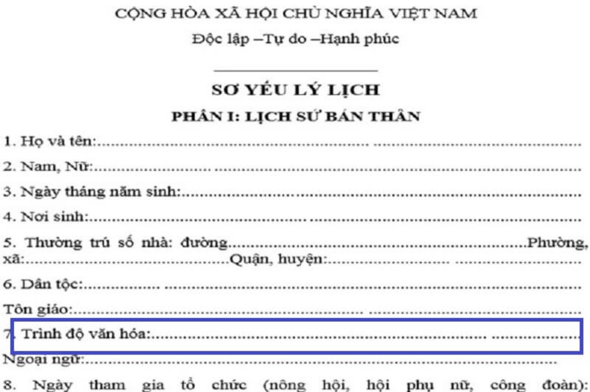 
Nên chú ý cách trình bày chữ viết khi khai thông tin trình độ văn hóa
