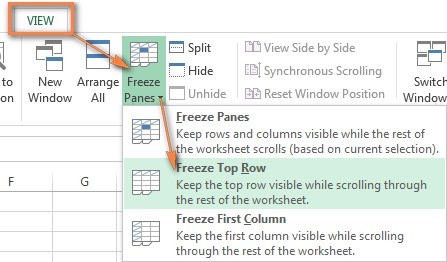 
Cách cố định dòng đầu trong excel
