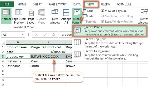 
Cách cố định nhiều dòng trong excel
