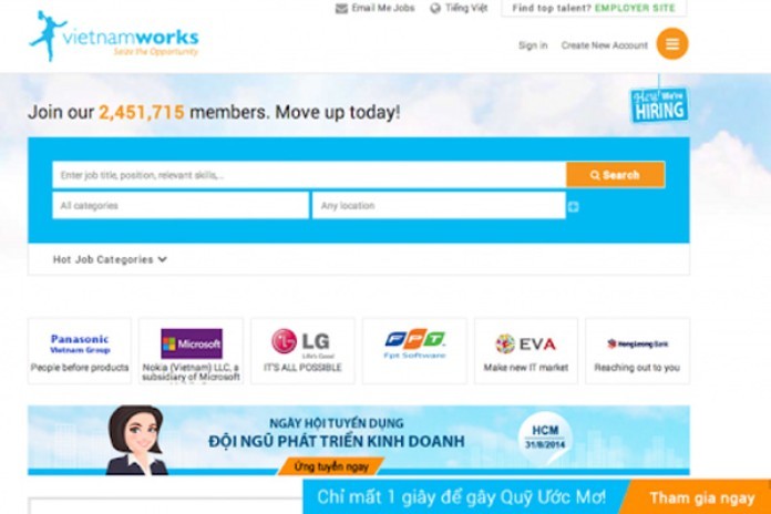 
Vietnamworks là trang web dành cho những ứng viên đã có nhiều kinh nghiệm&nbsp;
