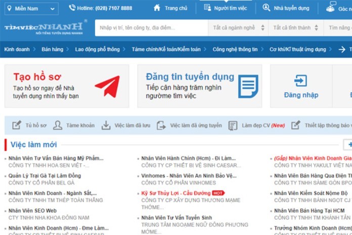 
Timviecnhanh là web tuyển dụng đa lĩnh vực cho sinh viên và các ứng viên đã có kinh nghiệm&nbsp;
