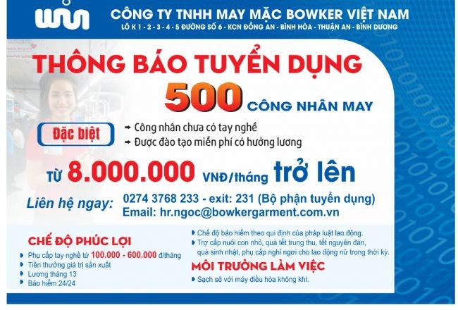 
Mẫu thông báo tuyển công nhân
