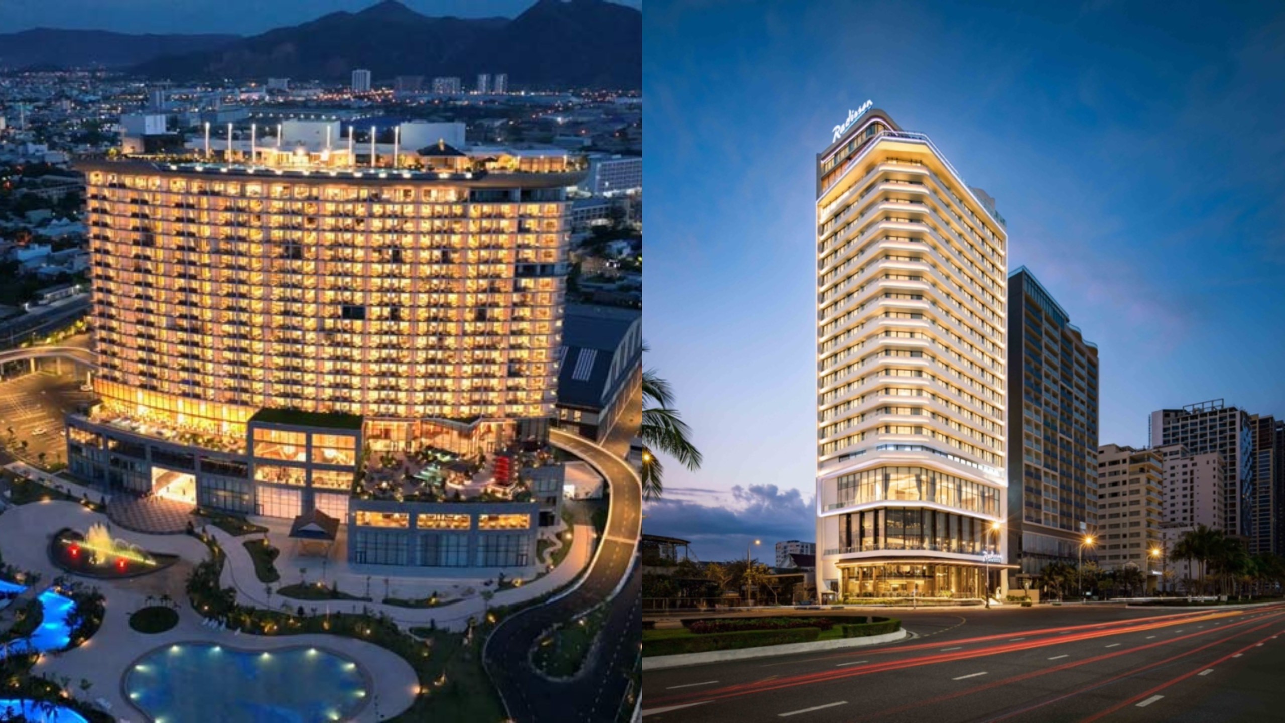 
Hai khách sạn 4 - 5 sao mới tại Đà Nẵng: Mikazuki Hotel (trái) và Radisson Hotel (phải)
