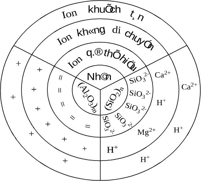 
Mỗi một hạt keo đất sẽ có một nhân ở bên trong
