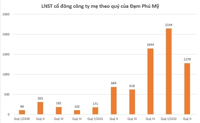 
LNST của cổ đông công ty mẹ theo quý của Đạm Phú Mỹ
